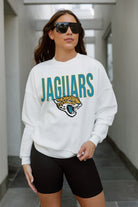 JACKSONVILLE JAGUARS JUST GO WITH IT PREMIUM FLEECE DROP SHOULDER CREWNECK PULLOVER