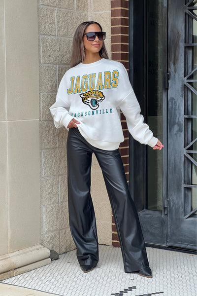 GC x NFL Jacksonville Jaguars Sunday Drives Premium Fleece Drop Shoulder Crewneck Pullover S / White