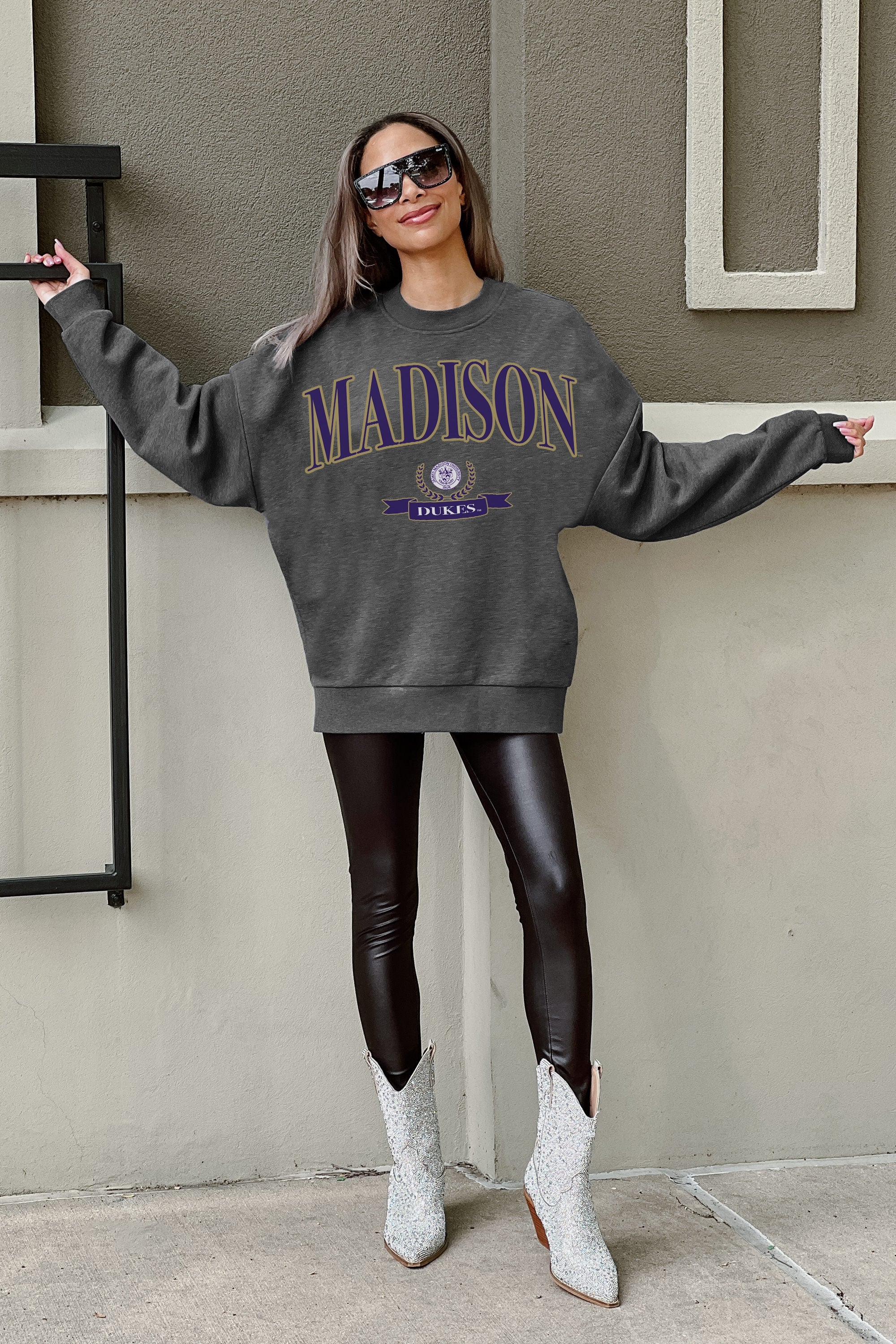 JAMES MADISON DUKES SEAL THE DEAL PREMIUM FLEECE DROP SHOULDER CREWNECK PULLOVER