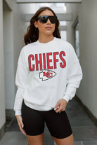 KANSAS CITY CHIEFS JUST GO WITH IT PREMIUM FLEECE DROP SHOULDER CREWNECK PULLOVER