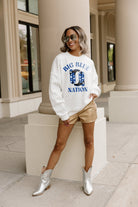 KENTUCKY WILDCATS TIME TO KICK IT PREMIUM FLEECE DROP SHOULDER CREWNECK PULLOVER