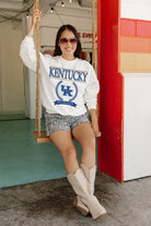 KENTUCKY WILDCATS HAVING A BALL PREMIUM FLEECE DROP SHOULDER CREWNECK PULLOVER BY MADI PREWETT