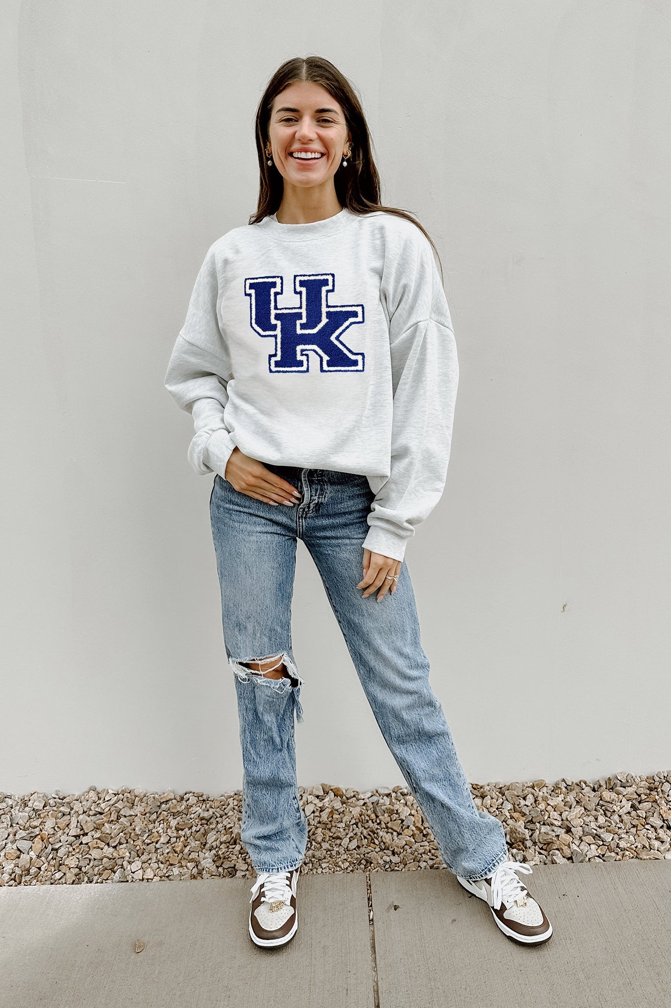 KENTUCKY WILDCATS TAILGATE QUEEN PREMIUM FLEECE DROP SHOULDER CREWNECK PULLOVER BY MADI PREWETT TROUTT