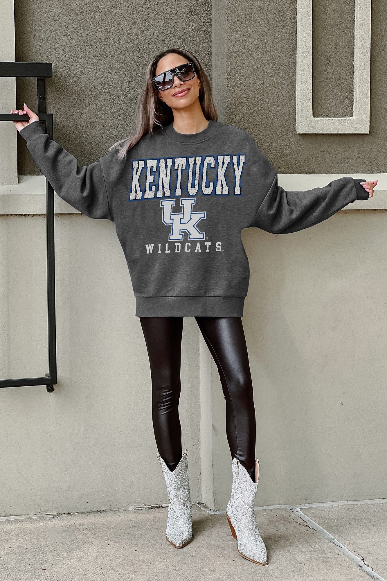 KENTUCKY WILDCATS EASY STREET PREMIUM FLEECE DROP SHOULDER CREWNECK PULLOVER