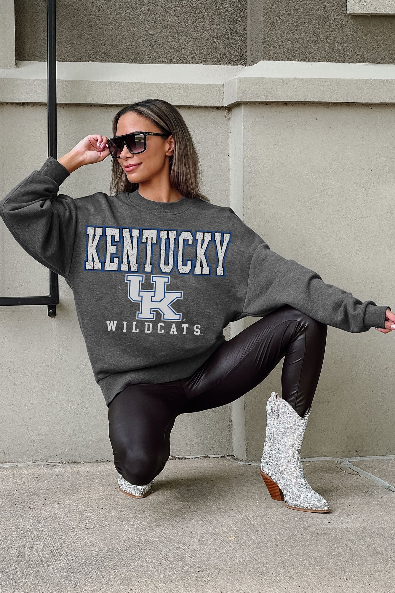 KENTUCKY WILDCATS EASY STREET PREMIUM FLEECE DROP SHOULDER CREWNECK PULLOVER