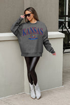 KANSAS JAYHAWKS SEAL THE DEAL PREMIUM FLEECE DROP SHOULDER CREWNECK PULLOVER