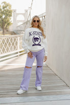 KANSAS STATE WILDCATS HAVING A BALL PREMIUM FLEECE DROP SHOULDER CREWNECK PULLOVER BY MADI PREWETT