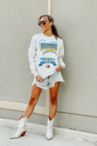 LOS ANGELES CHARGERS RUN THE SHOW PREMIUM FLEECE DROP SHOULDER CREWNECK PULLOVER