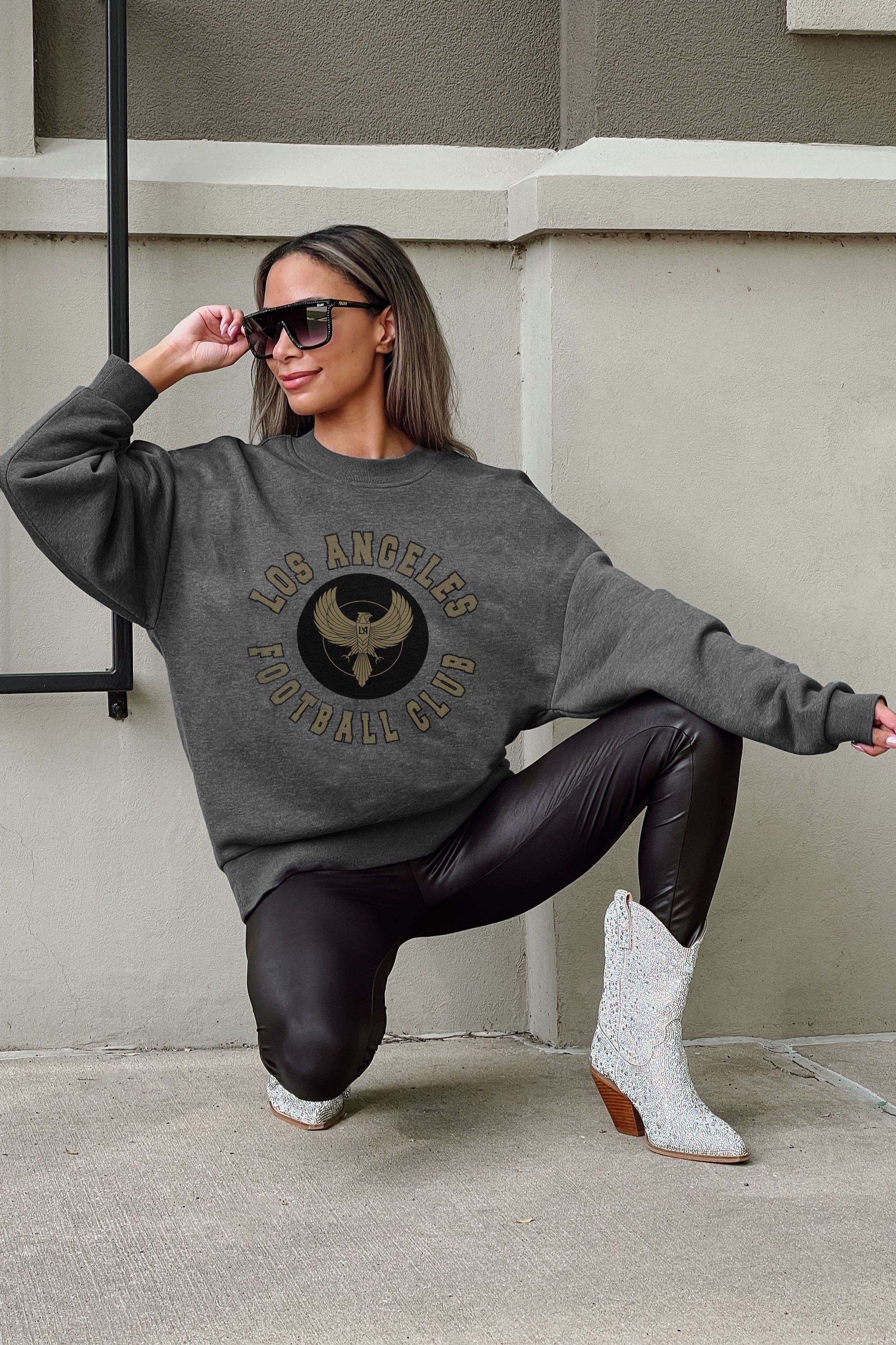 LOS ANGELES FC KICK BACK PREMIUM FLEECE DROP SHOULDER CREWNECK PULLOVER