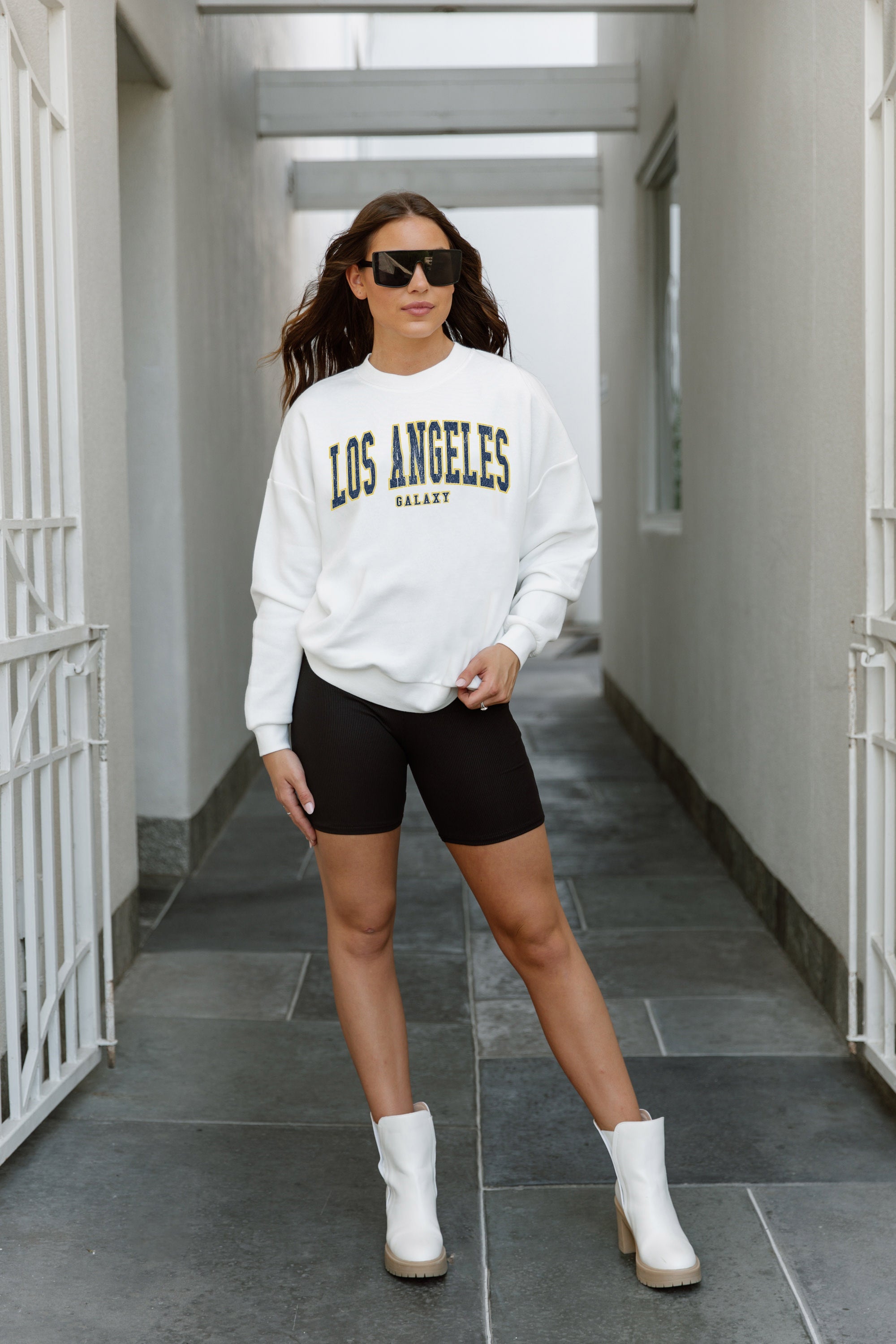 LOS ANGELES GALAXY EXTRA PASS PREMIUM FLEECE DROP SHOULDER CREWNECK PULLOVER