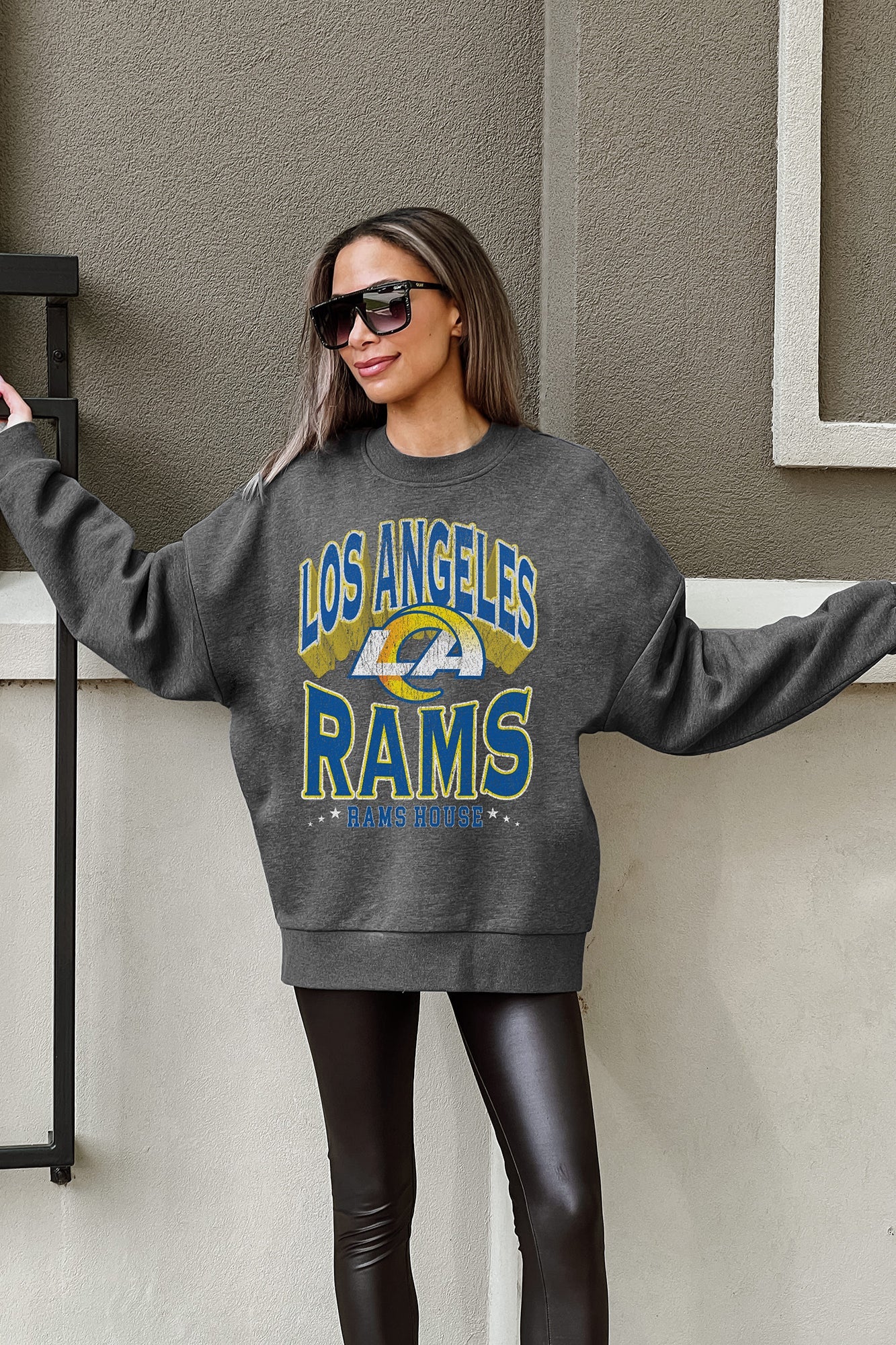 LOS ANGELES RAMS LONG WEEKEND PREMIUM FLEECE DROP SHOULDER CREWNECK PULLOVER