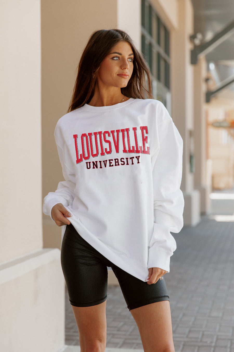 Women's Gameday Couture White Louisville Cardinals All We've Got Premium  Fleece Drop Shoulder Pullover Sweatshirt