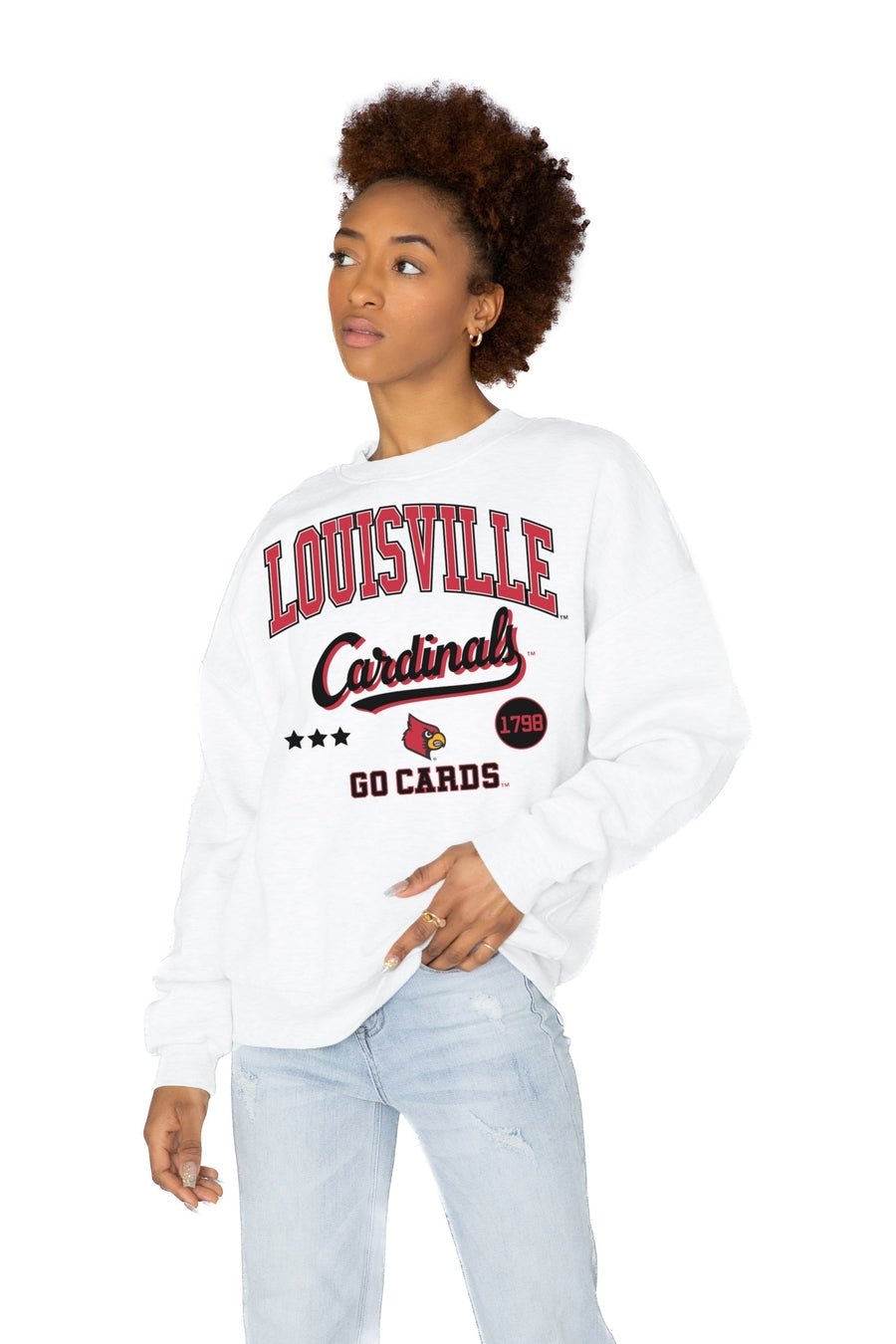 Women's Gameday Couture White Louisville Cardinals Bonus Points Subtle  Leopard Print T-Shirt