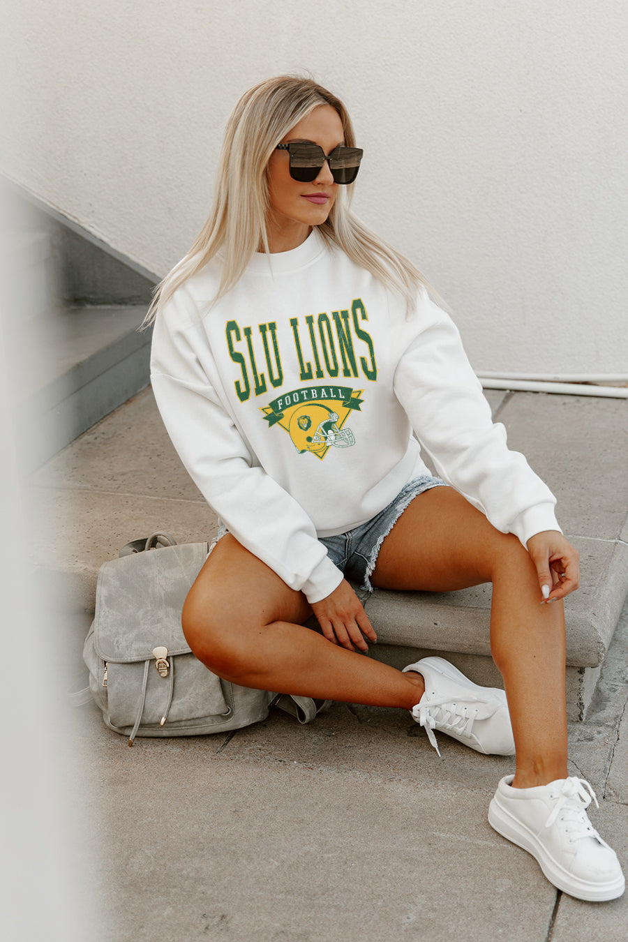 SOUTHEASTERN LOUISIANA LIONS SLOW MOTION PREMIUM FLEECE DROP SHOULDER CREWNECK PULLOVER