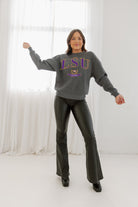 LSU TIGERS SEAL THE DEAL PREMIUM FLEECE DROP SHOULDER CREWNECK PULLOVER