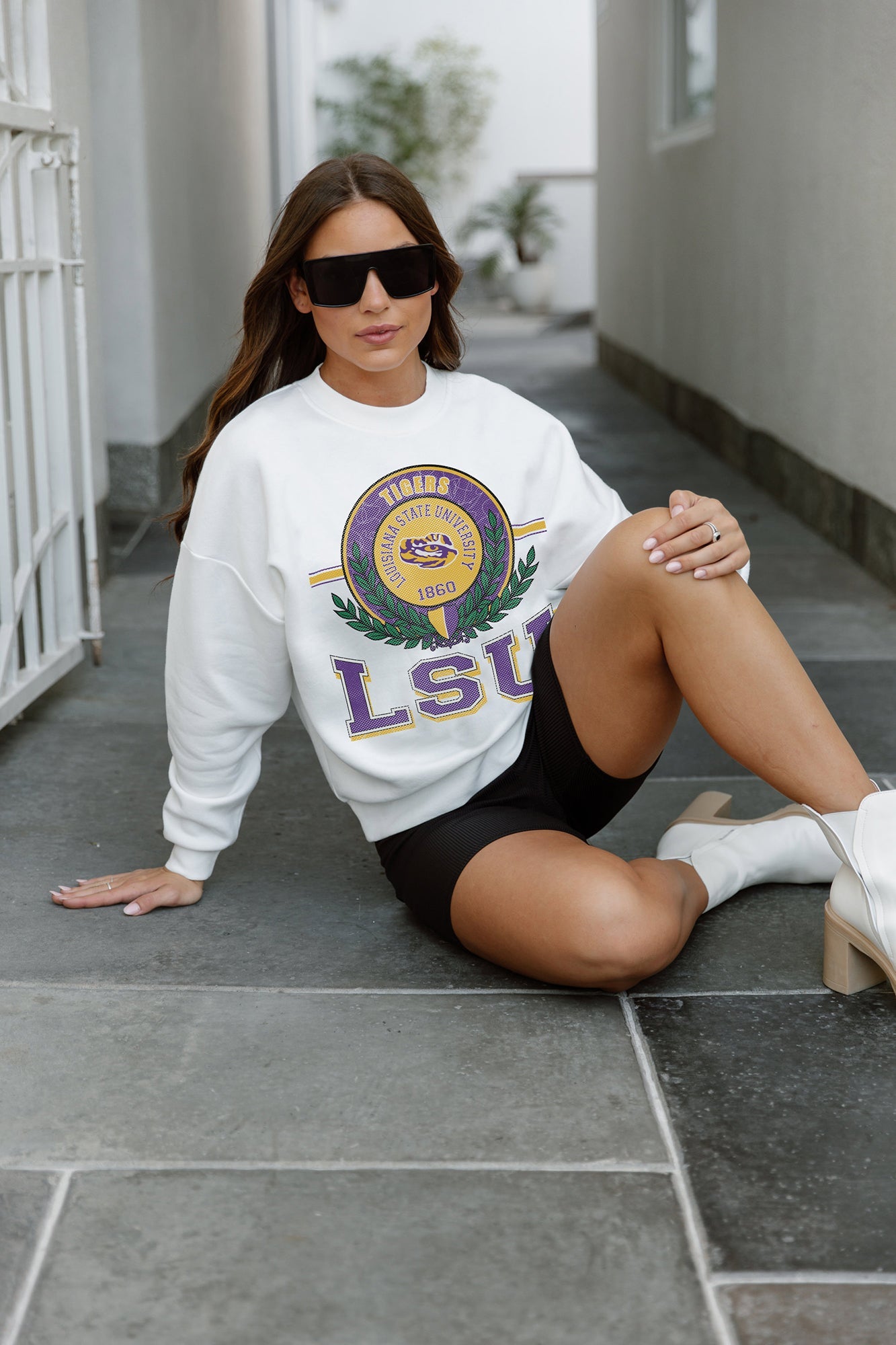 LSU TIGERS HOT SHOT PREMIUM FLEECE DROP SHOULDER CREWNECK PULLOVER