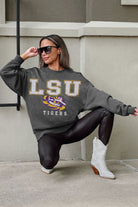 LSU TIGERS EASY STREET PREMIUM FLEECE DROP SHOULDER CREWNECK PULLOVER