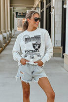 LAS VEGAS RAIDERS RUN THE SHOW PREMIUM FLEECE DROP SHOULDER CREWNECK PULLOVER