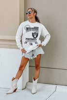 LAS VEGAS RAIDERS RUN THE SHOW PREMIUM FLEECE DROP SHOULDER CREWNECK PULLOVER