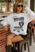 LAS VEGAS RAIDERS RUN THE SHOW PREMIUM FLEECE DROP SHOULDER CREWNECK PULLOVER