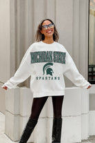 MICHIGAN STATE SPARTANS FREESTYLE PREMIUM FLEECE DROP SHOULDER CREWNECK PULLOVER