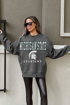 MICHIGAN STATE SPARTANS EASY STREET PREMIUM FLEECE DROP SHOULDER CREWNECK PULLOVER