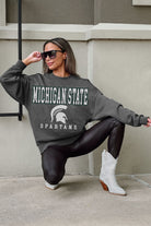 MICHIGAN STATE SPARTANS EASY STREET PREMIUM FLEECE DROP SHOULDER CREWNECK PULLOVER