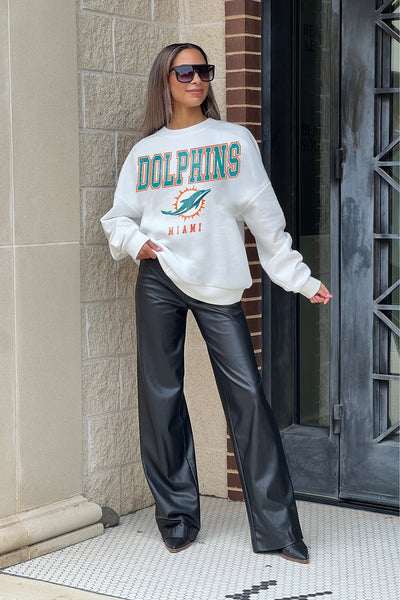 GC x NFL Miami Dolphins Just Go with It Premium Fleece Drop Shoulder Crewneck Pullover XL / White