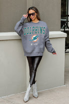 MIAMI DOLPHINS BRING THE ENERGY PREMIUM FLEECE DROP SHOULDER CREWNECK PULLOVER