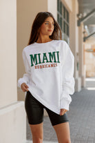 MIAMI HURRICANES WORK FOR IT CREW DROP SHOULDER PULLOVER BY MADI PREWETT