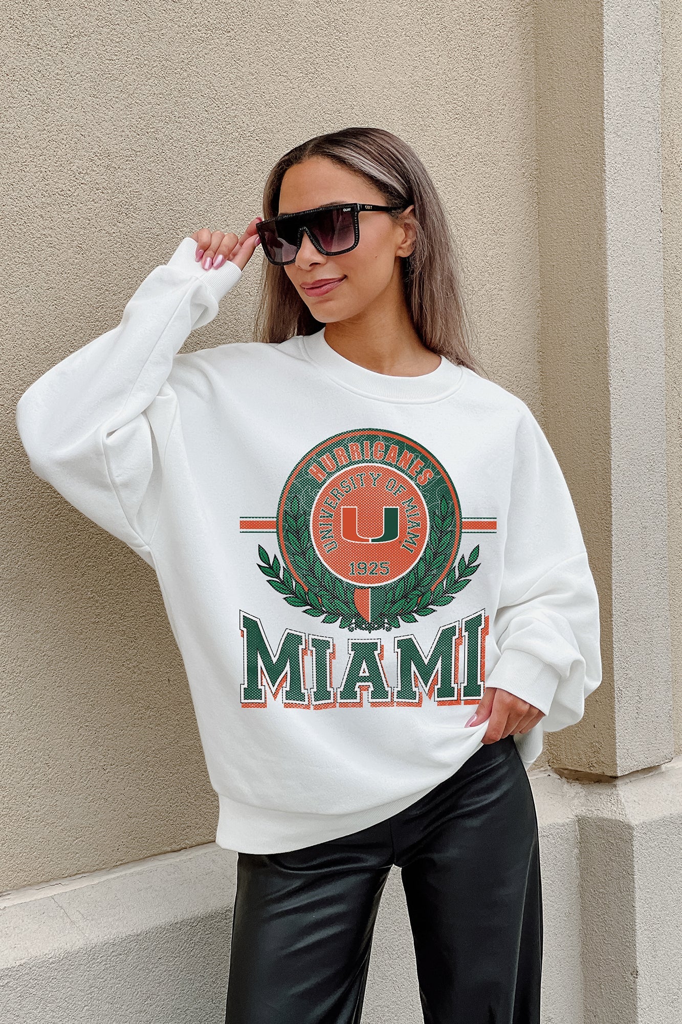 MIAMI HURRICANES HOT SHOT PREMIUM FLEECE DROP SHOULDER CREWNECK PULLOVER