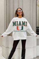 MIAMI HURRICANES FREESTYLE PREMIUM FLEECE DROP SHOULDER CREWNECK PULLOVER