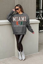 MIAMI HURRICANES EASY STREET PREMIUM FLEECE DROP SHOULDER CREWNECK PULLOVER