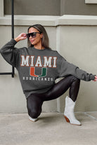 MIAMI HURRICANES EASY STREET PREMIUM FLEECE DROP SHOULDER CREWNECK PULLOVER