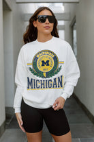 MICHIGAN WOLVERINES HOT SHOT PREMIUM FLEECE DROP SHOULDER CREWNECK PULLOVER