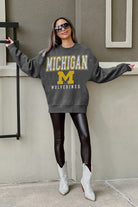 MICHIGAN WOLVERINES EASY STREET PREMIUM FLEECE DROP SHOULDER CREWNECK PULLOVER