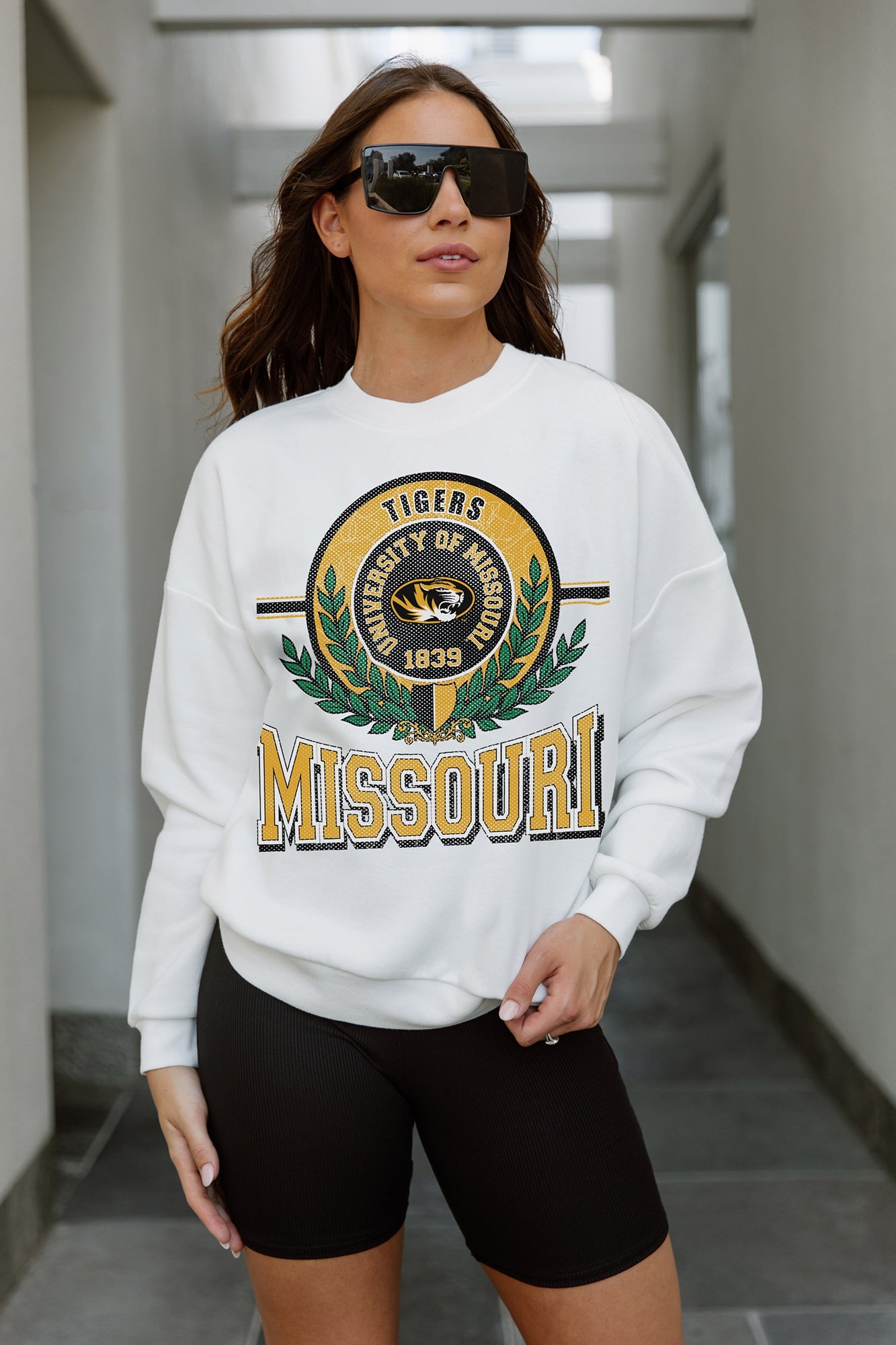 MISSOURI TIGERS HOT SHOT PREMIUM FLEECE DROP SHOULDER CREWNECK PULLOVER