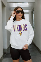 MINNESOTA VIKINGS JUST GO WITH IT PREMIUM FLEECE DROP SHOULDER CREWNECK PULLOVER