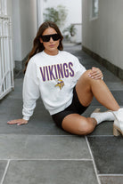 MINNESOTA VIKINGS JUST GO WITH IT PREMIUM FLEECE DROP SHOULDER CREWNECK PULLOVER