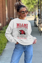 MIAMI OF OHIO REDHAWKS WILD GAME PREMIUM FLEECE DROP SHOULDER CREWNECK PULLOVER