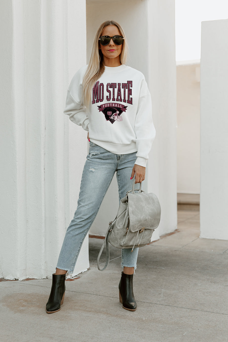 MISSOURI STATE BEARS SLOW MOTION PREMIUM FLEECE DROP SHOULDER CREWNECK PULLOVER