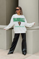 MARSHALL THUNDERING HERD FREESTYLE PREMIUM FLEECE DROP SHOULDER CREWNECK PULLOVER