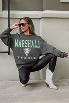 MARSHALL THUNDERING HERD EASY STREET PREMIUM FLEECE DROP SHOULDER CREWNECK PULLOVER