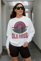 OLE MISS REBELS HOT SHOT PREMIUM FLEECE DROP SHOULDER CREWNECK PULLOVER