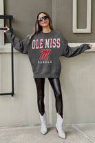 OLE MISS REBELS EASY STREET PREMIUM FLEECE DROP SHOULDER CREWNECK PULLOVER