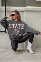 MISSISSIPPI STATE BULLDOGS EASY STREET PREMIUM FLEECE DROP SHOULDER CREWNECK PULLOVER