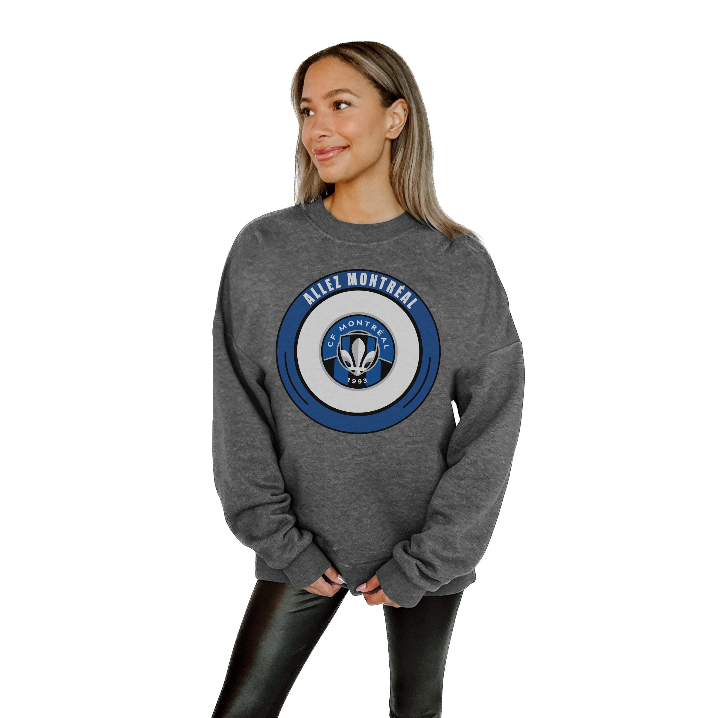 CF MONTREAL BIG GOALS PREMIUM FLEECE DROP SHOULDER CREWNECK PULLOVER