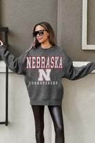 NEBRASKA CORNHUSKERS EASY STREET PREMIUM FLEECE DROP SHOULDER CREWNECK PULLOVER