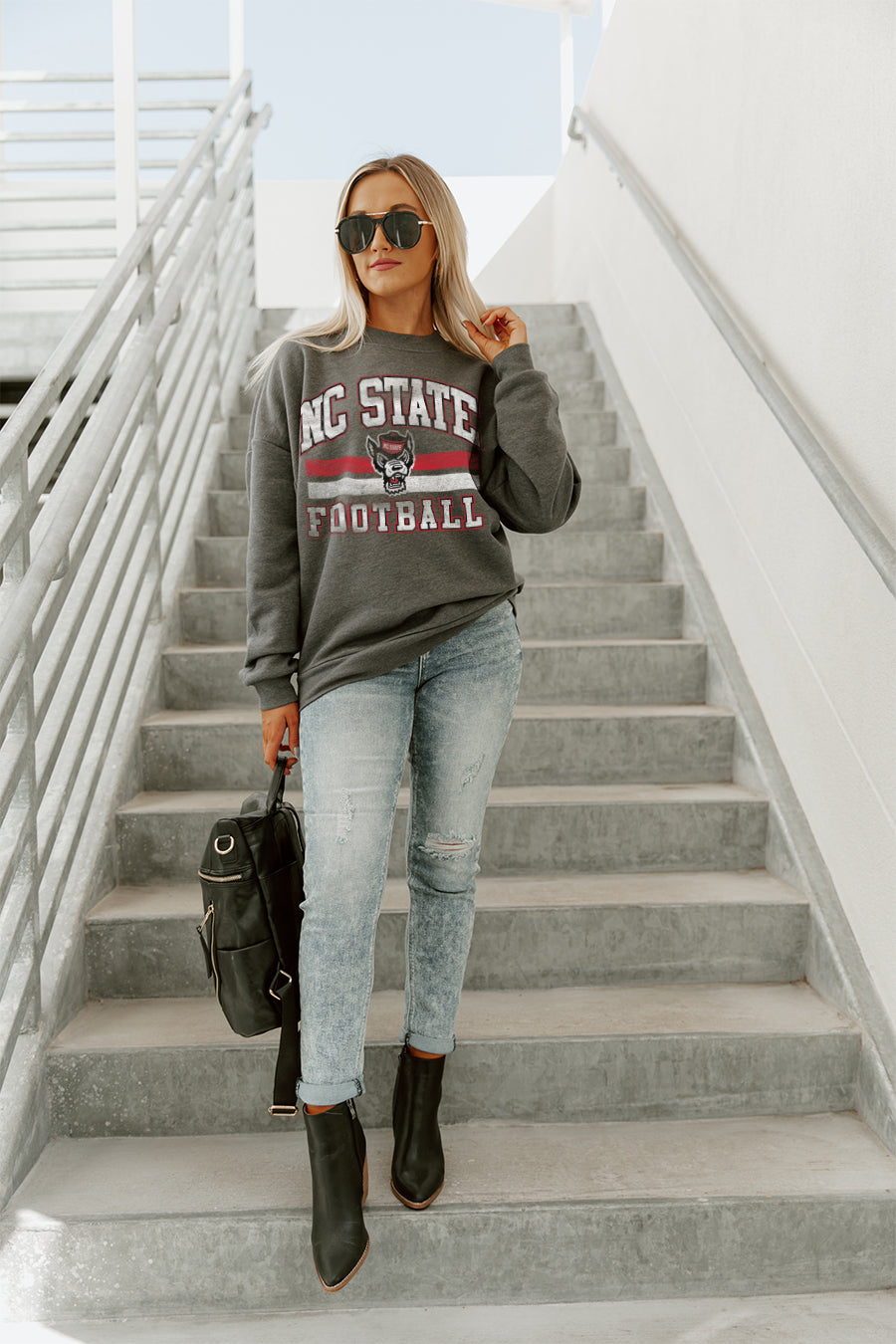 NORTH CAROLINA STATE WOLFPACK PLAYMAKER PREMIUM FLEECE DROP SHOULDER CREWNECK PULLOVER