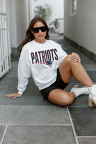 NEW ENGLAND PATRIOTS JUST GO WITH IT PREMIUM FLEECE DROP SHOULDER CREWNECK PULLOVER